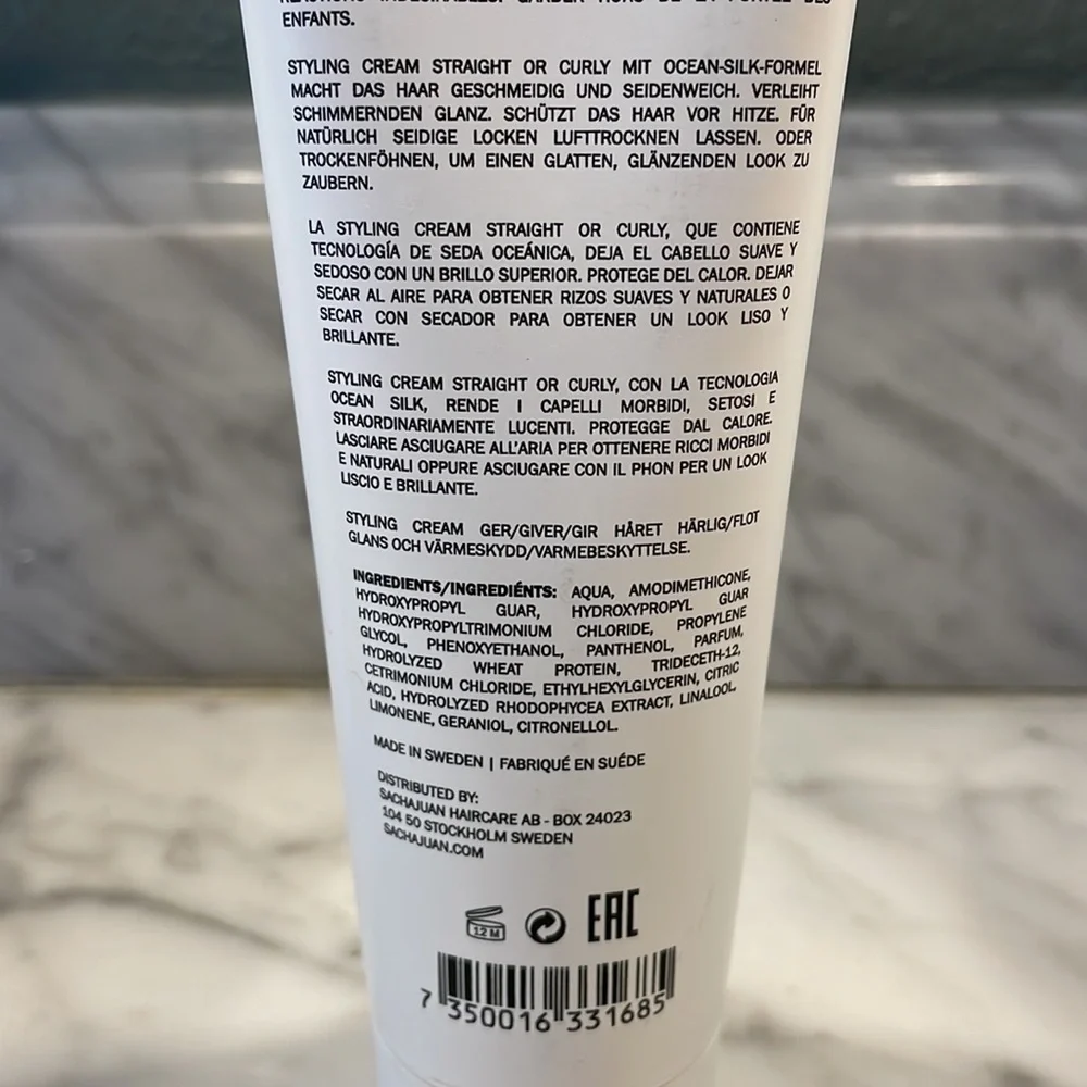 Sachajuan Stockholm Heat Protection Styling Hair Cream Straight Or Curly Hair